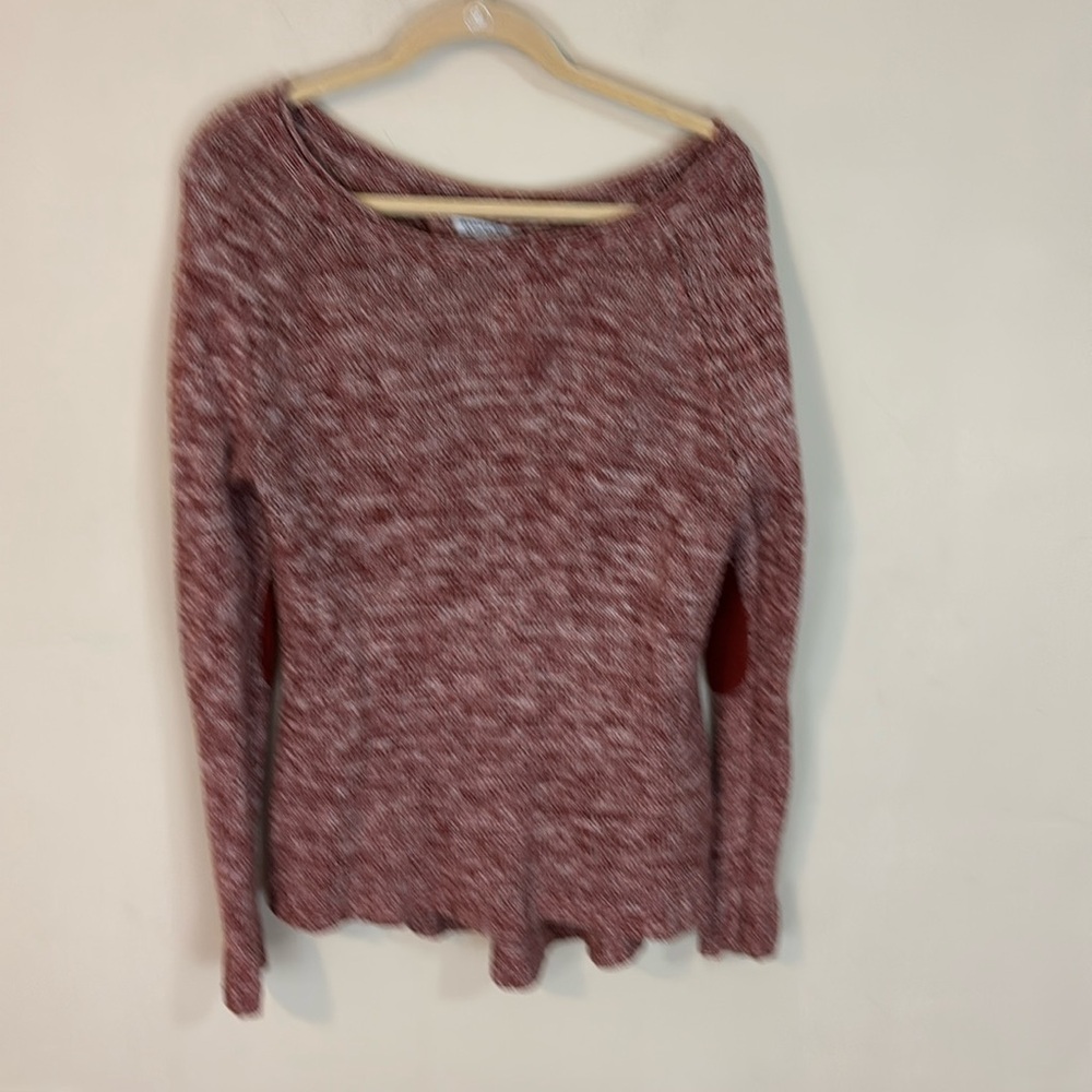 Toad & Co Maroon and Wine Knit Sweater Scoop Neckline Back Detailing L